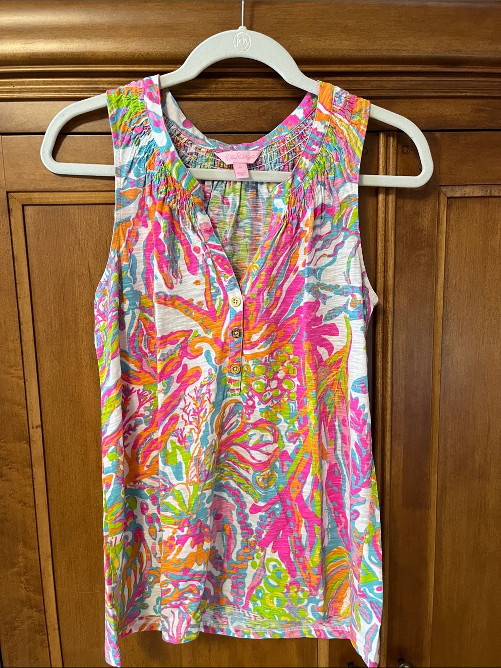 Lilly Pulitzer Pink and Aqua Floral Print Tank